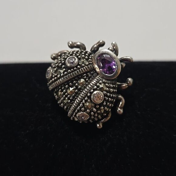 Vintage Sterling Silver Ladybug Brooch - Picture 2 of 6
